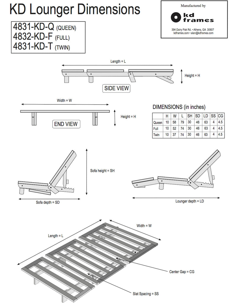 KD Lounger Futon KD Frames